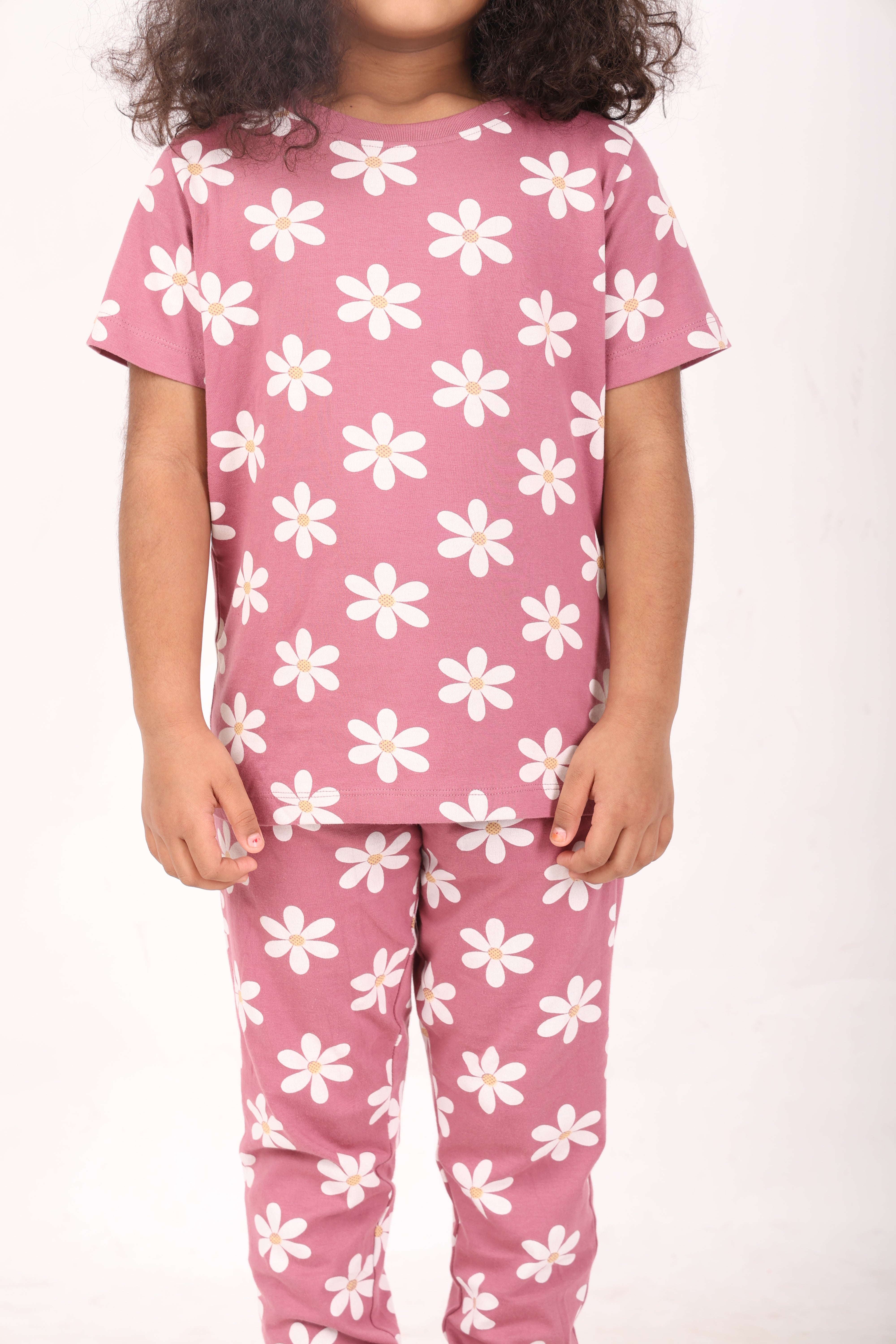 REBORN - Girls 2 piece printed jogger lounge set- Mellow Mauve