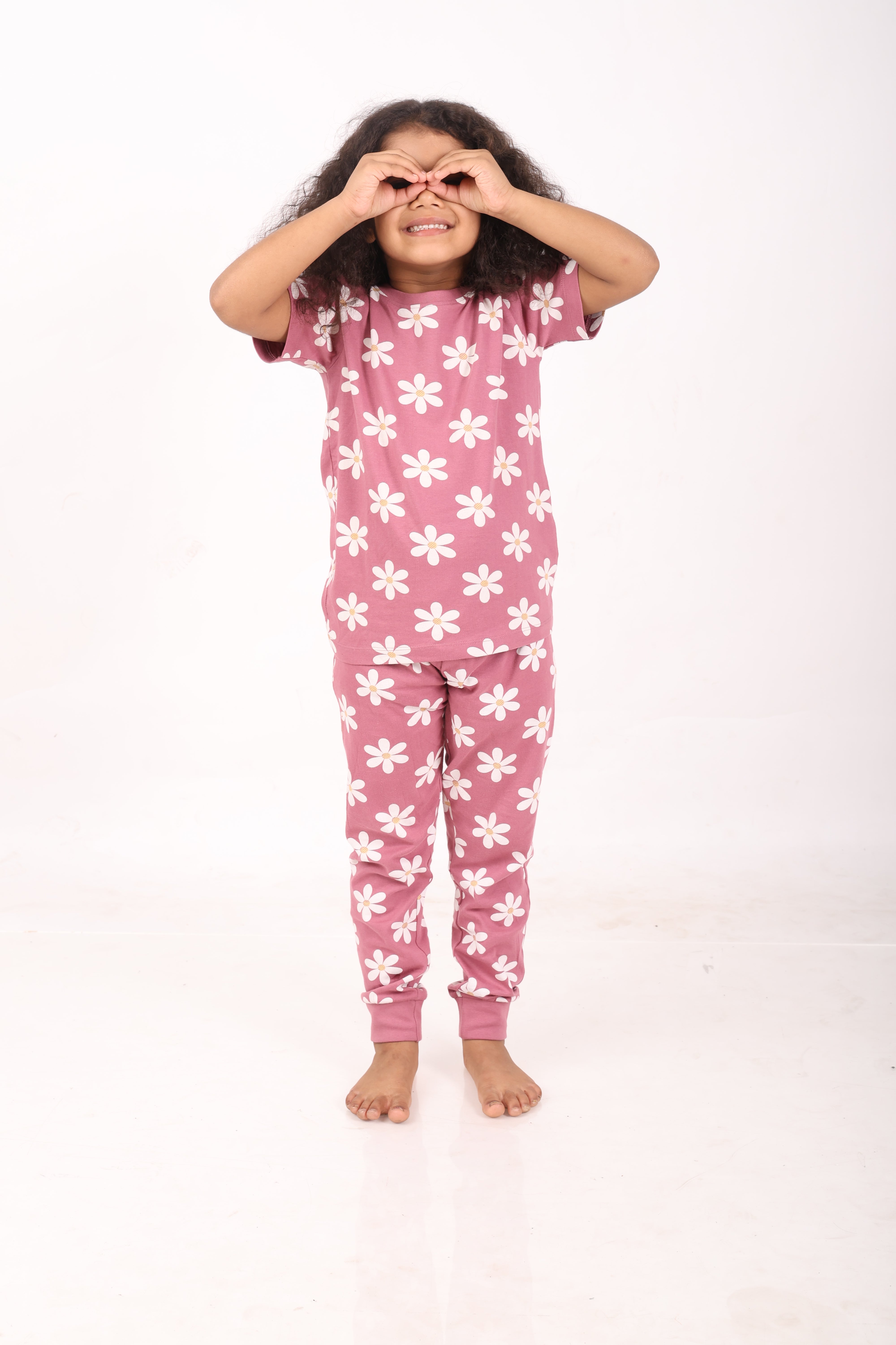 REBORN - Girls 2 piece printed jogger lounge set- Mellow Mauve