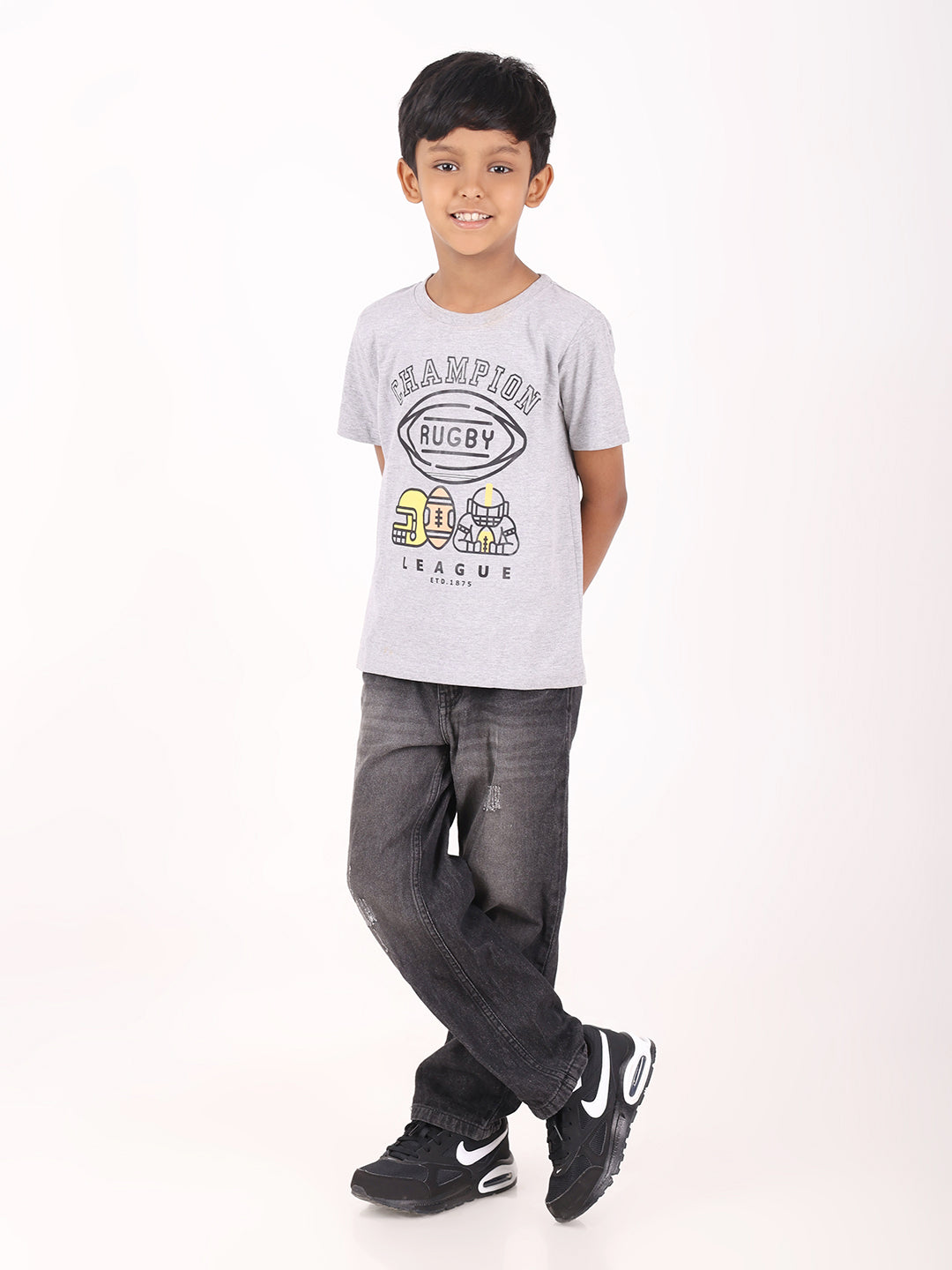 REBORN - Boys 1 piece chest printed T-shirt-Grey