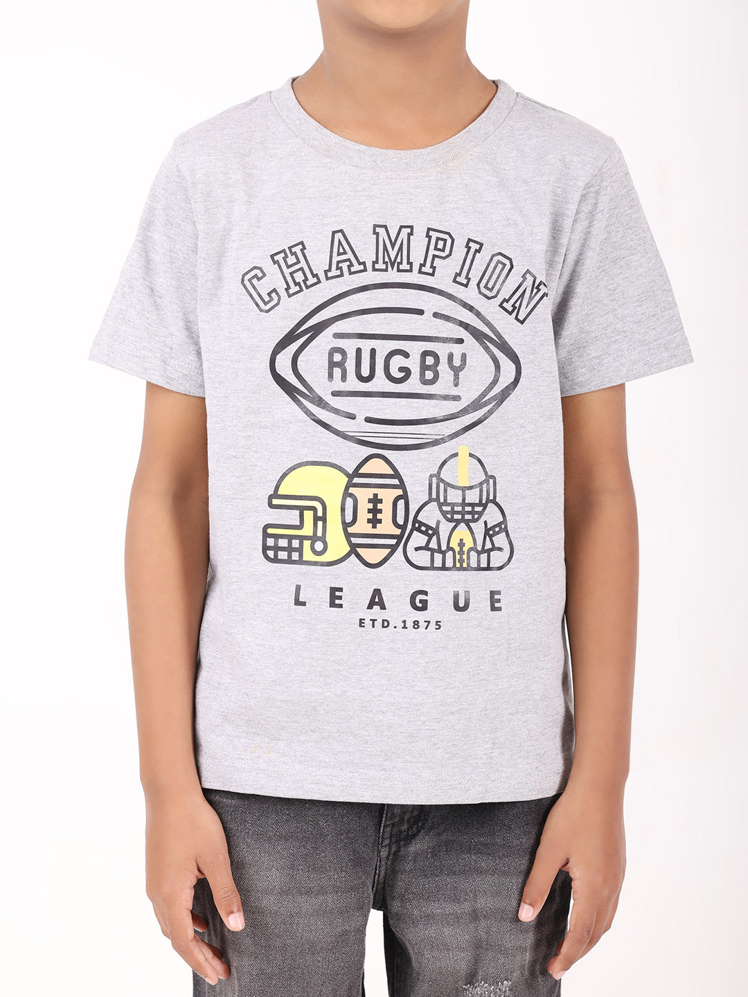 REBORN - Boys 1 piece chest printed T-shirt-Grey