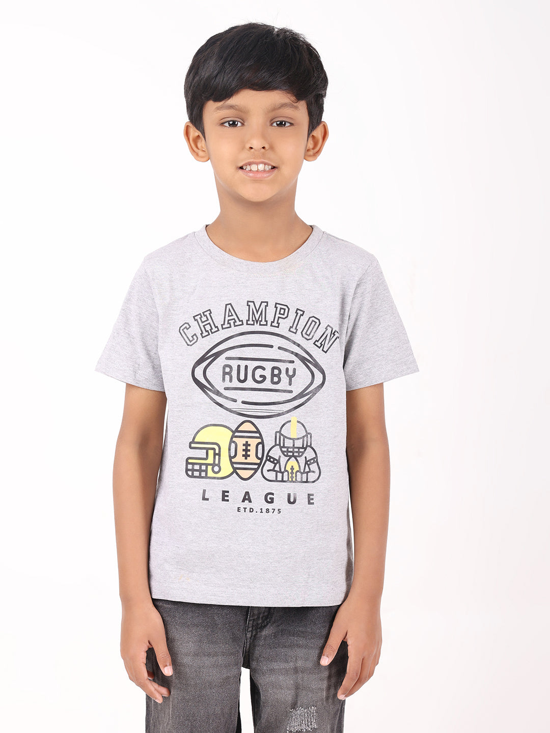 REBORN - Boys 1 piece chest printed T-shirt-Grey