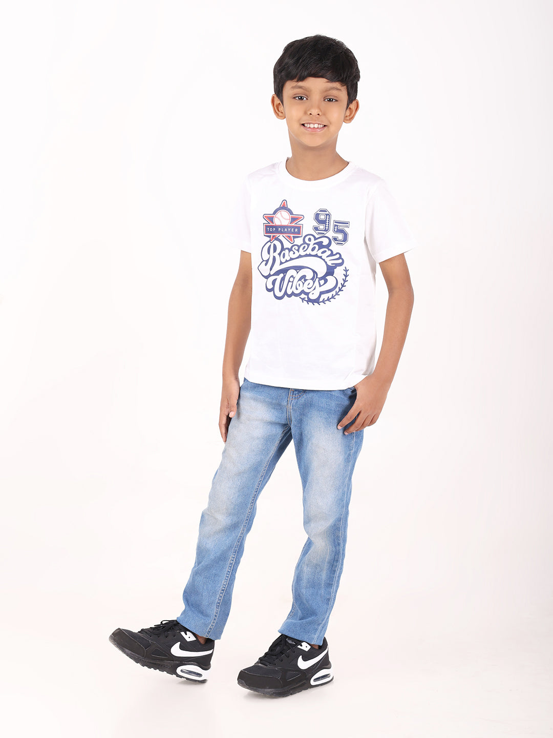 REBORN - Boys 1 piece chest printed T-shirt-Grey Melange