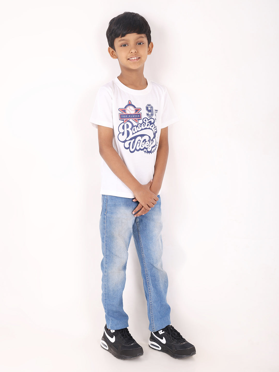 REBORN - Boys 1 piece chest printed T-shirt-Grey Melange